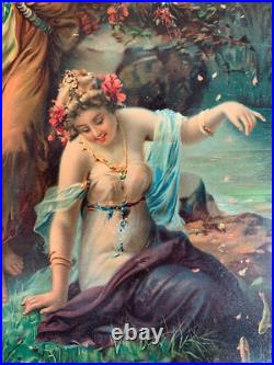 Hans Zatzka (1859-1945) Rare Chromolithographie Les Nymphes Vers 1900 Hans Zatzka (1859-1945) Rare Chromolithographie Les Nymphes Vers 1900