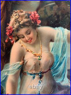 Hans Zatzka (1859-1945) Rare Chromolithographie Les Nymphes Vers 1900 Hans Zatzka (1859-1945) Rare Chromolithographie Les Nymphes Vers 1900