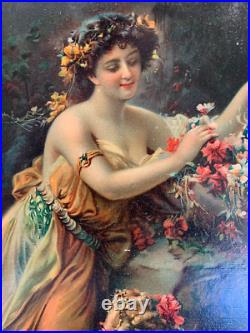 Hans Zatzka (1859-1945) Rare Chromolithographie Les Nymphes Vers 1900 Hans Zatzka (1859-1945) Rare Chromolithographie Les Nymphes Vers 1900