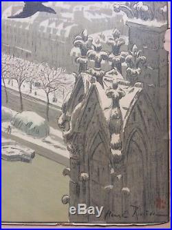 Henri RIVIERE (1864-1951) Tours de Notre-Dame 1900 Paysages Parisiens Lithogr