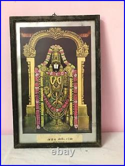 Hindou Lord Tirupati Venkateswara Temple Antique Vintage Old Litho Rare
