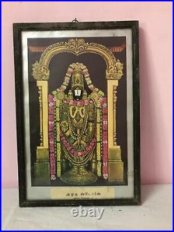 Hindou Lord Tirupati Venkateswara Temple Antique Vintage Old Litho Rare