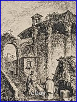 Hubert ROBERT (1733-1808) Eau-forte originale Pl. 5 des Soirées romaines