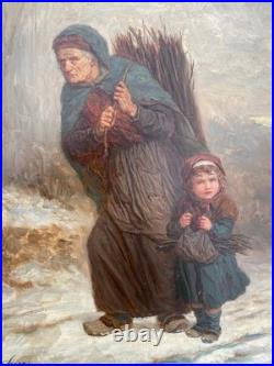 Huile sur panneau Fagotiere et Enfant d' Anthony SERRES circa 1828-1898