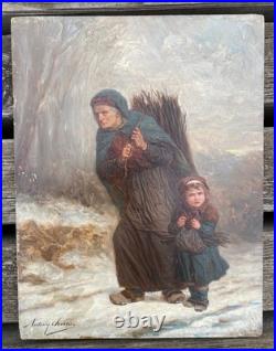 Huile sur panneau Fagotiere et Enfant d' Anthony SERRES circa 1828-1898