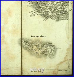 ILE DE GLENAN et GROIX, QUIMPER, LORIENT, CONCARNEAU carte geographique XVIIIeme