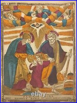 IMAGERIE RELIGIEUSE ITALIE Familia Sacra gravure XIXe s