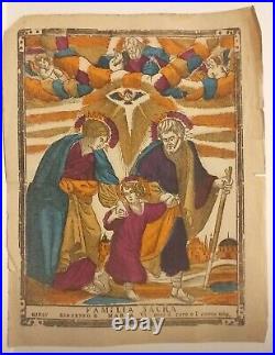IMAGERIE RELIGIEUSE ITALIE Familia Sacra gravure XIXe s