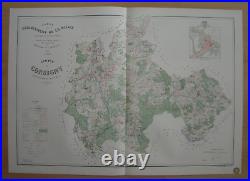 Immense CARTE de 1878 Canton de CORBIGNY Pazy Sardy Vauclaix Cervon Chaumot etc