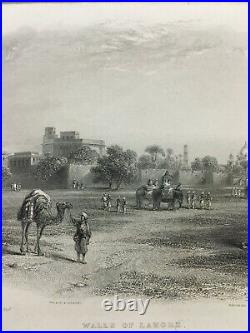 Inde 1860's Lithographie Murs De Lahore Charpentier 9in X