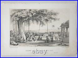 Inde Vintage Lithographie Headman De The Village'Holding' His Court 9in x 6.2