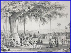 Inde Vintage Lithographie Headman De The Village'Holding' His Court 9in x 6.2