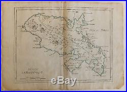 Isle de la Martinique carte géographique map Le Rouge vers 1756