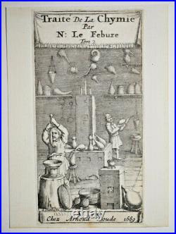 JAN VEENHUYSEN Gravure FRONTISPICE Traite Chymie NICAISE LE FEVRE Doude 1669
