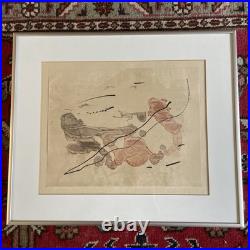 JOAN MIRO Lithographie Tracé Sur L'eau Encadrée Provenance Lucien CLERGUE