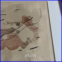 JOAN MIRO Lithographie Tracé Sur L'eau Encadrée Provenance Lucien CLERGUE