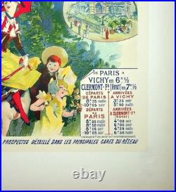 J. CHERET Chemins de fer P. L. M Auvergne, LITHOGRAPHIE originale signée, 1899