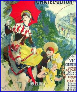 J. CHERET Chemins de fer P. L. M Auvergne, LITHOGRAPHIE originale signée, 1899