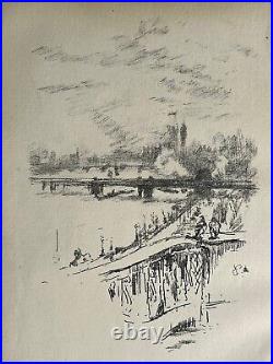 James McNeill Whistler Savoy Pigeons 1896 Gravure Lithographie Londres Le thames