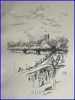 James McNeill Whistler Savoy Pigeons 1896 Gravure Lithographie Londres Le thames
