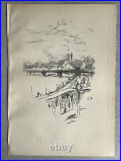 James McNeill Whistler Savoy Pigeons 1896 Gravure Lithographie Londres Le thames