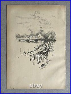 James McNeill Whistler Savoy Pigeons 1896 Gravure Lithographie Londres Le thames