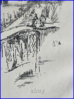 James McNeill Whistler Savoy Pigeons 1896 Gravure Lithographie Londres Le thames