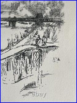 James McNeill Whistler Savoy Pigeons 1896 Gravure Lithographie Londres Le thames