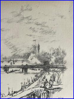 James McNeill Whistler Savoy Pigeons 1896 Gravure Lithographie Londres Le thames
