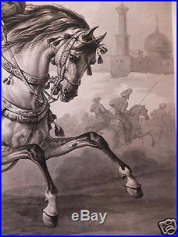Jazet aquatinte etching Mamelouk 1823 arabian Horse cheval Arabe galop running
