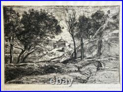 Jean Baptiste Camille COROT Gravure Original Etching Souvenir De Toscane Tuscany