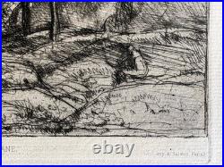 Jean Baptiste Camille COROT Gravure Original Etching Souvenir De Toscane Tuscany