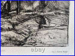 Jean Baptiste Camille COROT Gravure Original Etching Souvenir De Toscane Tuscany