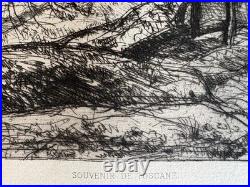 Jean Baptiste Camille COROT Gravure Original Etching Souvenir De Toscane Tuscany
