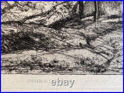 Jean Baptiste Camille COROT Gravure Original Etching Souvenir De Toscane Tuscany