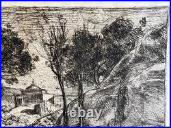 Jean Baptiste Camille COROT Gravure Original Etching Souvenir De Toscane Tuscany