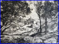 Jean Baptiste Camille COROT Gravure Original Etching Souvenir De Toscane Tuscany