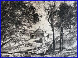 Jean Baptiste Camille COROT Gravure Original Etching Souvenir De Toscane Tuscany