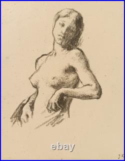 Jean-François MILLET Buste de Jeune Fille Nue. Lithographie originale d'après