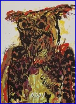 Jean-Paul Riopelle Lithographie originale Chouette stylisée 42 x 52 cm