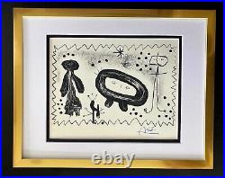 Joan Miro 1971 Beau Signée Imprimé Mat Et Encadré