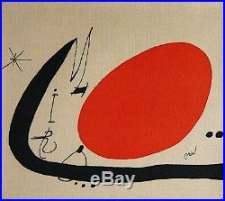 Joan Miro Lithographie originale sur toile signée 1970 art abstrait surréalisme