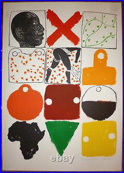 Joe Tilson Lithographie signée Abstract art abstrait contre l'apartheid Pop Art