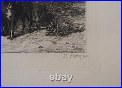 John-Lewis BROWN Cavalier à la chasse Gravure, Signée #Durand Ruel 1873