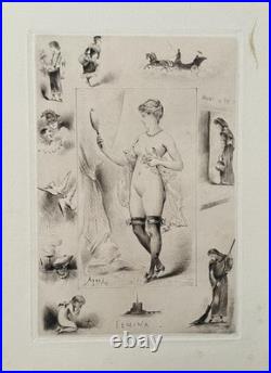 Joseph Apoux, Femina, Gravure ancienne, Fin XIXe