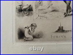 Joseph Apoux, Femina, Gravure ancienne, Fin XIXe
