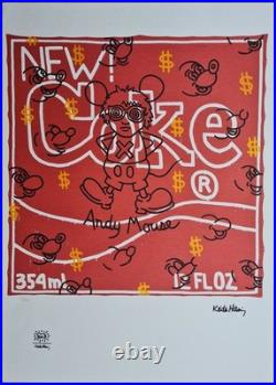 KEITH HARING Andy Mouse New Coke Lithographie Signée 70x50 cm Limité # 52/150