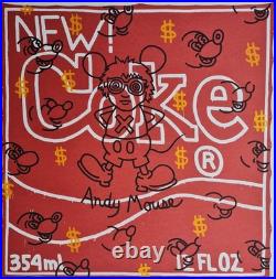 KEITH HARING Andy Mouse New Coke Lithographie Signée 70x50 cm Limité # 52/150