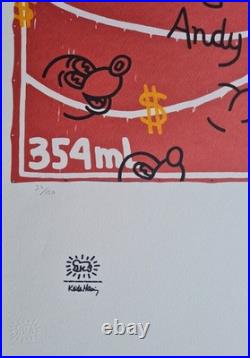 KEITH HARING Andy Mouse New Coke Lithographie Signée 70x50 cm Limité # 52/150