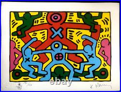 Keith-Haring Lithographie COA Original Signé Numéroté au Crayon Agréé